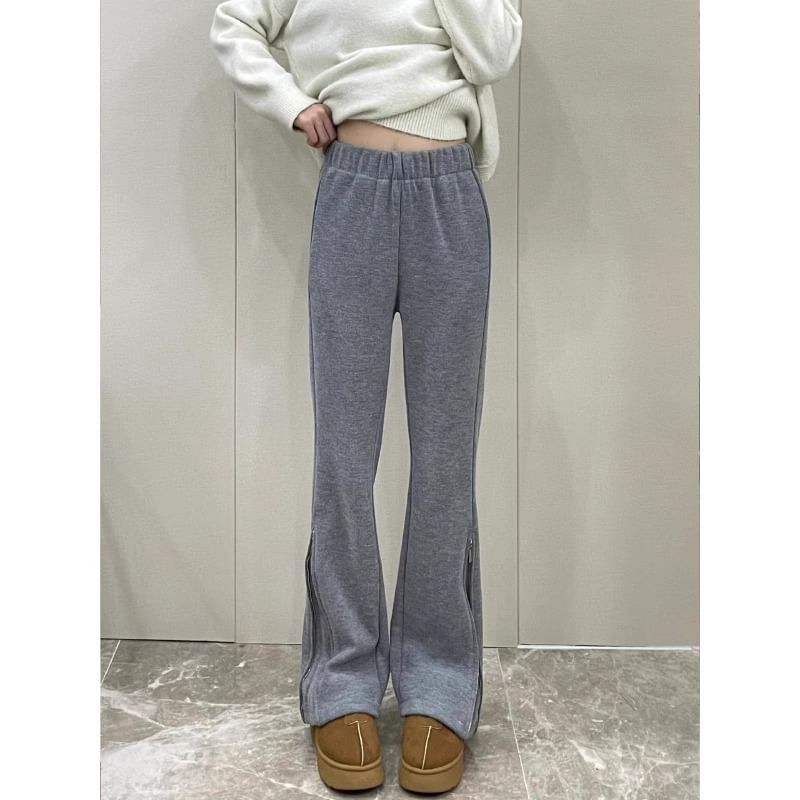 High Rise Plain Straight-Fit Boot-Cut Sweatpants