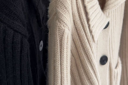 Ribbed Pocket Detail Plain Cardigan