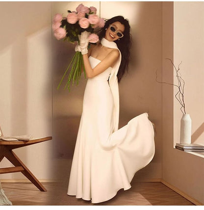 Strapless Satin Mermaid Evening Gown