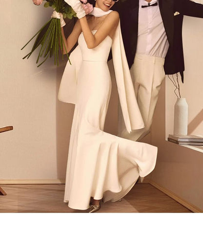 Strapless Satin Mermaid Evening Gown