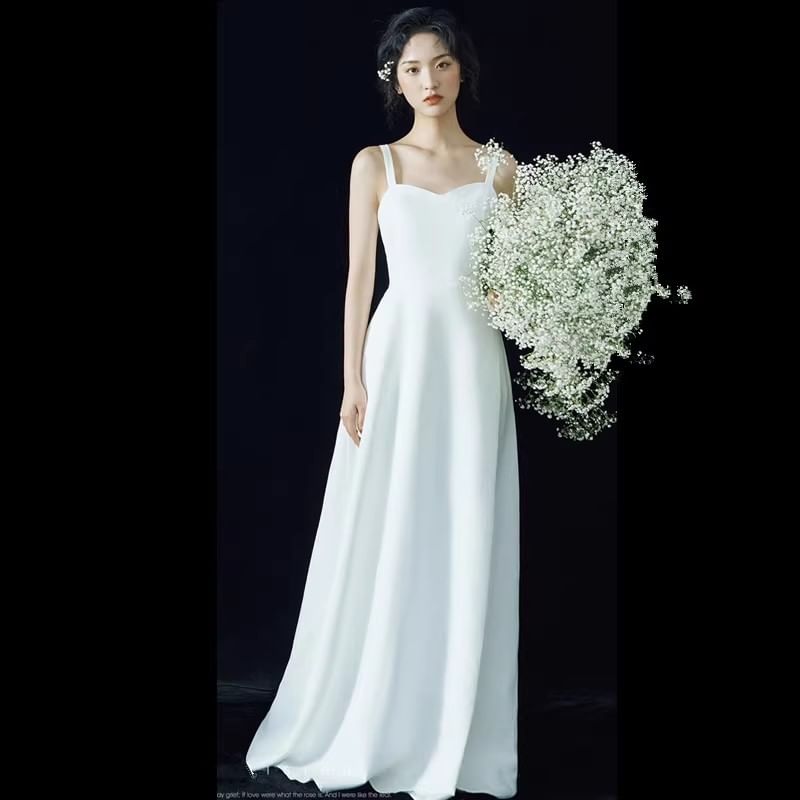 Sleeveless Sweetheart Neckline Plain A-Line Evening Gown