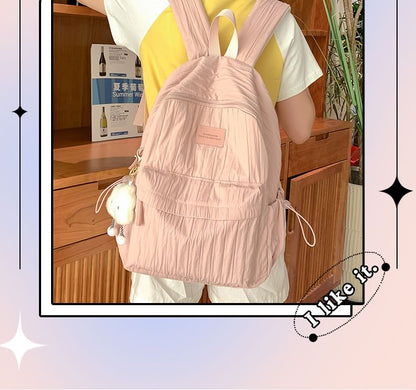 Lettering Applique Nylon Backpack