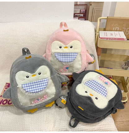 Penguin PVC Panel Fluffy Backpack