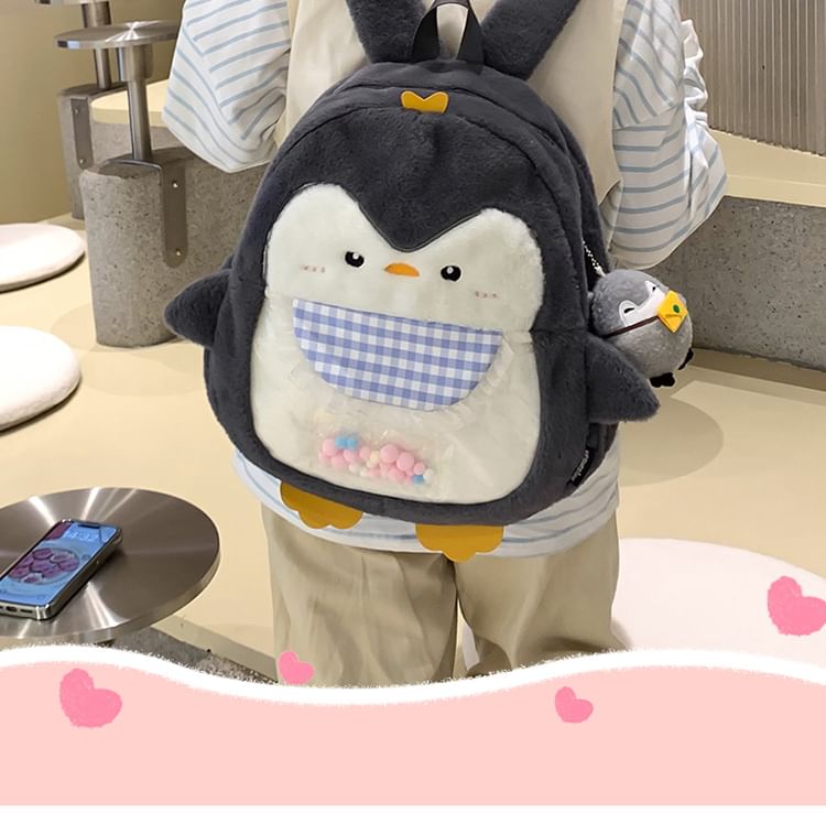 Penguin PVC Panel Fluffy Backpack