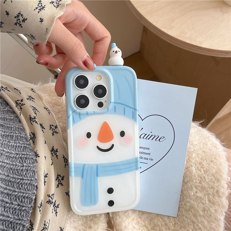 Christmas Snowman Phone Case - iPhone 16 Pro Max / 16 Pro / 16 Plus / 16 / 15 Pro Max / 15 Pro / 15 Plus / 15 / 14 Pro Max / 14 Pro / 14 Plus / 14 / 13 Pro Max / 13 Pro / 13