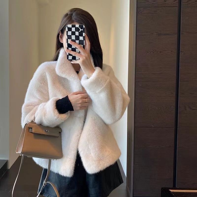 Long Sleeve Faux Fur Button-Up Jacket