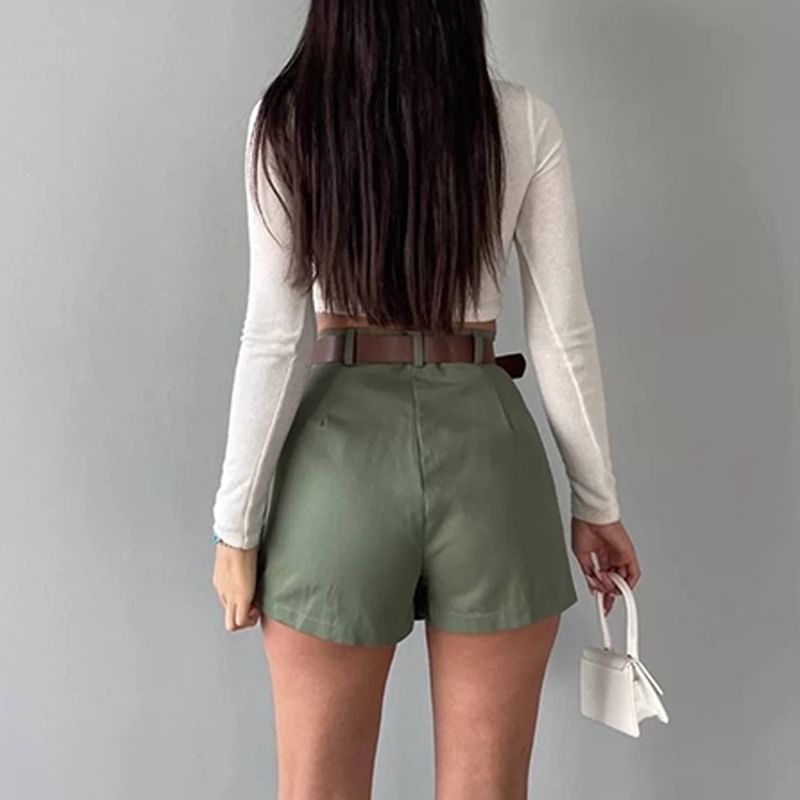 Mini A-Line Skirt with Belt - High Waist Set