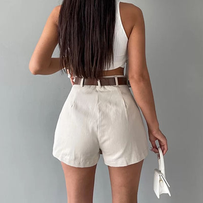 Mini A-Line Skirt with Belt - High Waist Set