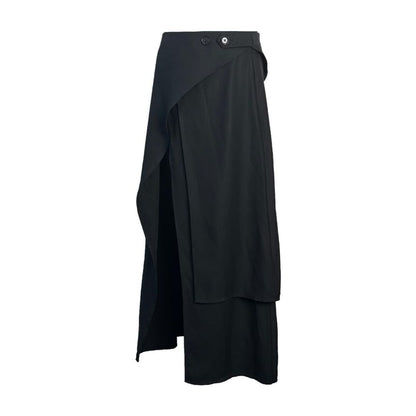 Asymmetric Midi Skirt with Front Slit - Plain Fabric
