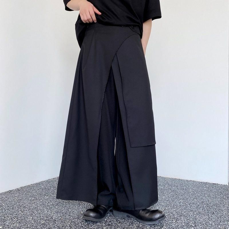 Asymmetric Midi Skirt with Front Slit - Plain Fabric