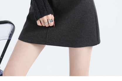 High Rise Plain Mini A-Line Skirt