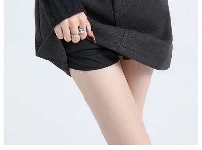 High Rise Plain Mini A-Line Skirt