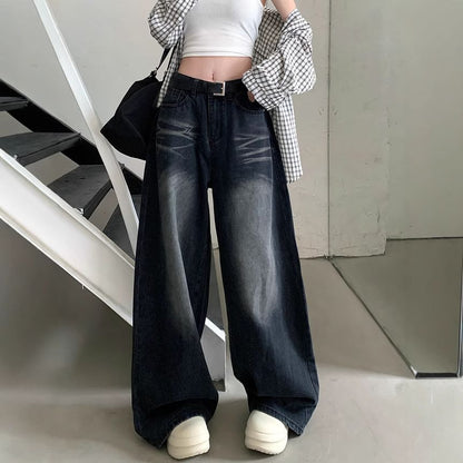 High Rise Washed Wide Leg Jeans