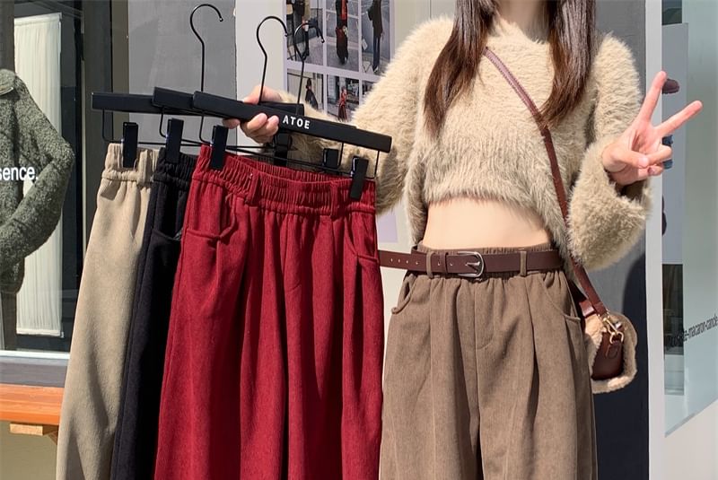 High Waist Plain Baggy Cargo Pants