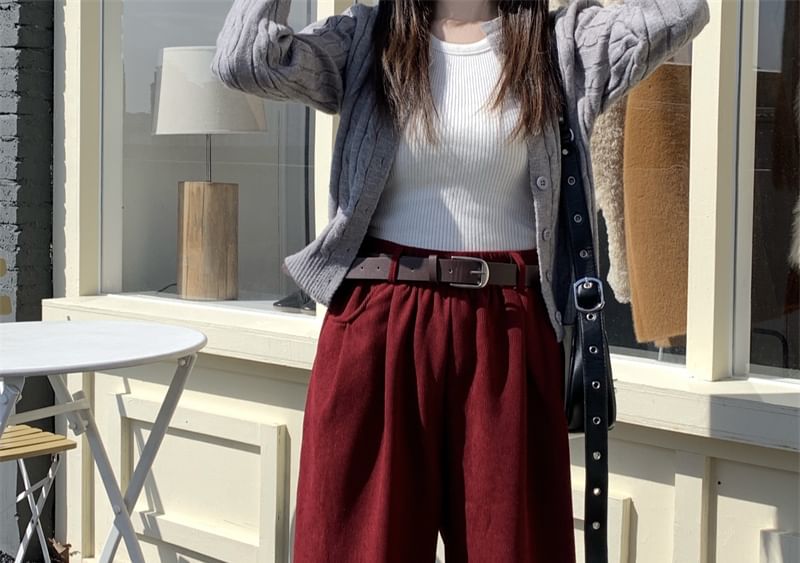 High Waist Plain Baggy Cargo Pants