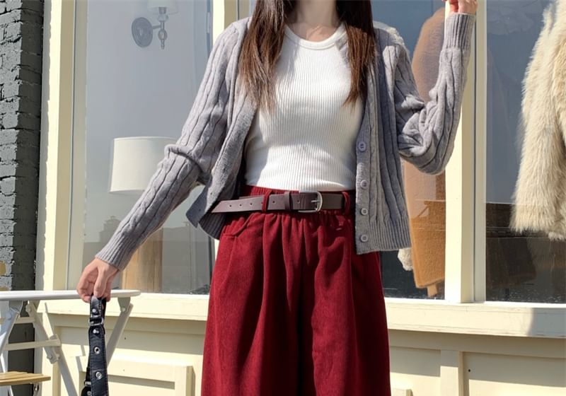 High Waist Plain Baggy Cargo Pants