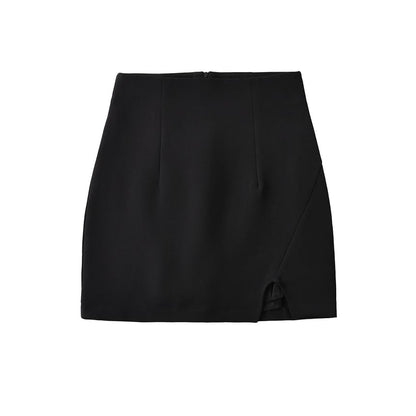 High-Rise Mini A-Line Skirt with Side Slit - Solid