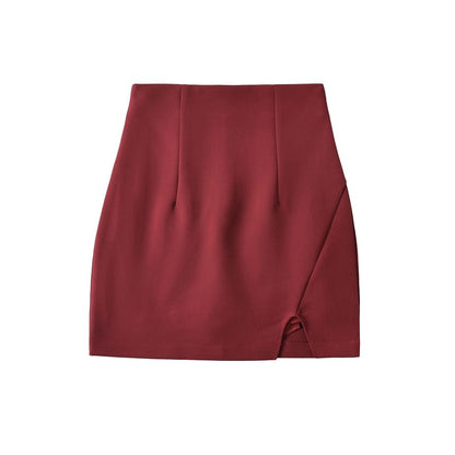 High-Rise Mini A-Line Skirt with Side Slit - Solid