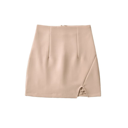 High-Rise Mini A-Line Skirt with Side Slit - Solid