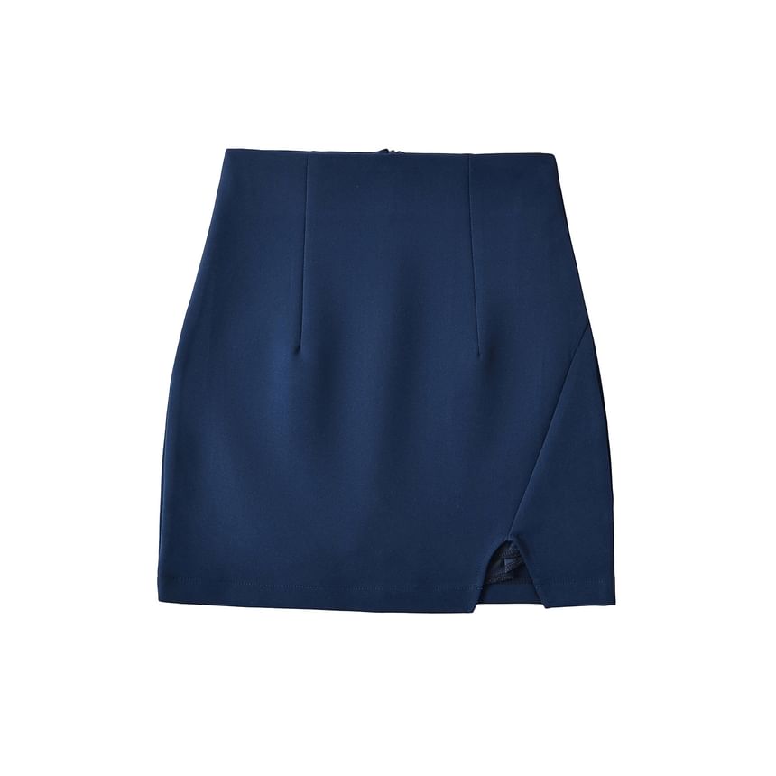 High-Rise Mini A-Line Skirt with Side Slit - Solid