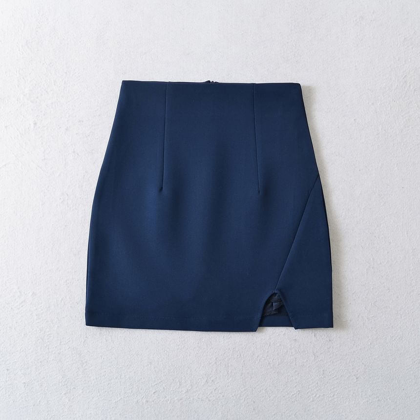 High-Rise Mini A-Line Skirt with Side Slit - Solid
