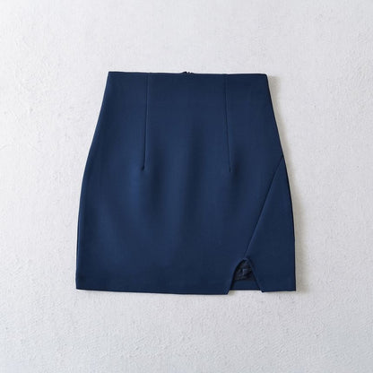 High-Rise Mini A-Line Skirt with Side Slit - Solid