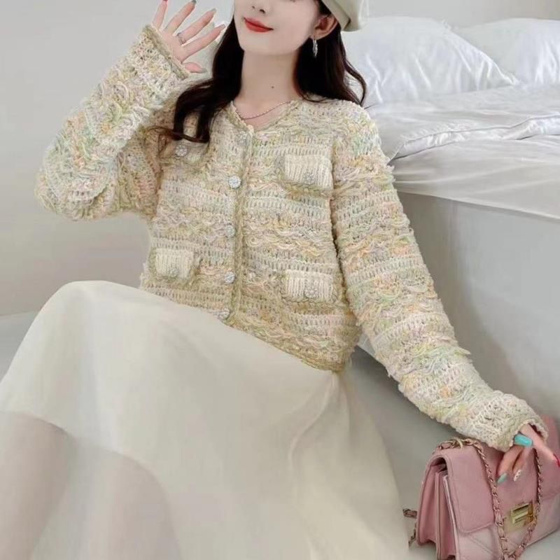 Melange Button-Up Crop Cardigan