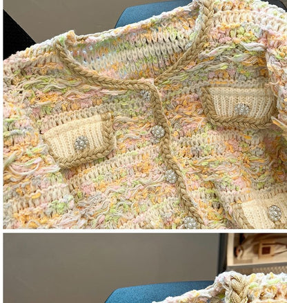 Melange Button-Up Crop Cardigan