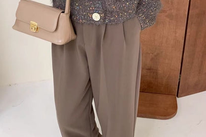 Crewneck Melange Button Cardigan