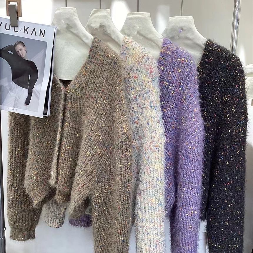 Crewneck Melange Button Cardigan