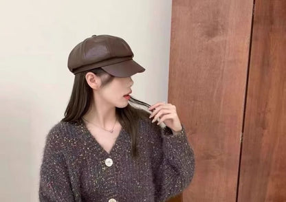 Crewneck Melange Button Cardigan