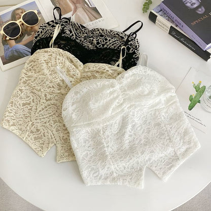 Ruched Lace Crop Camisole with Padding