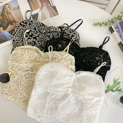 Ruched Lace Crop Camisole with Padding