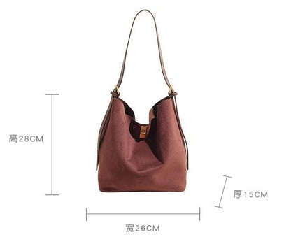 Plain Bucket Bag With Pouch