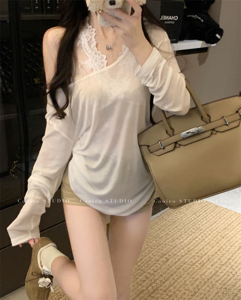 Boatneck Lace Top with Sleeveless and Long-Sleeve Options