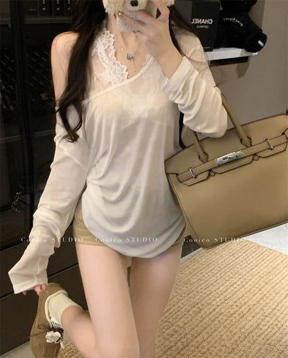 Boatneck Lace Top with Sleeveless and Long-Sleeve Options
