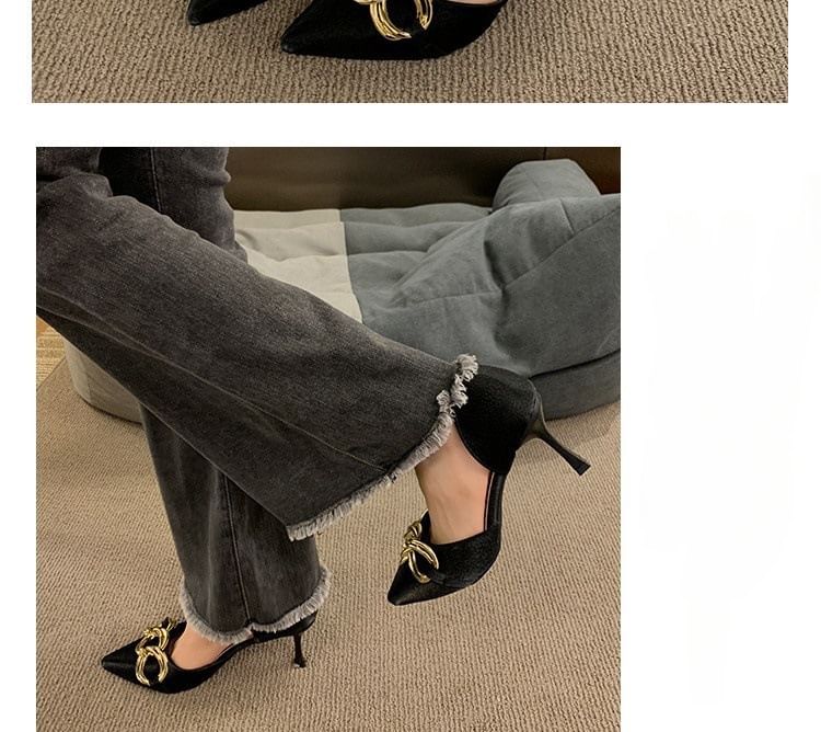 Stiletto Pointed Toe Chained D'Orsay Pumps