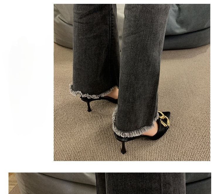 Stiletto Pointed Toe Chained D'Orsay Pumps