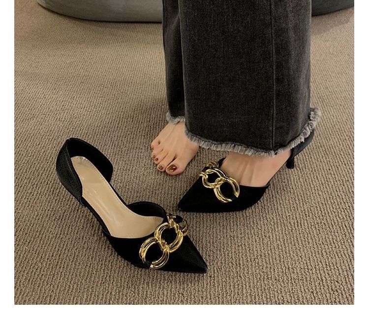 Stiletto Pointed Toe Chained D'Orsay Pumps