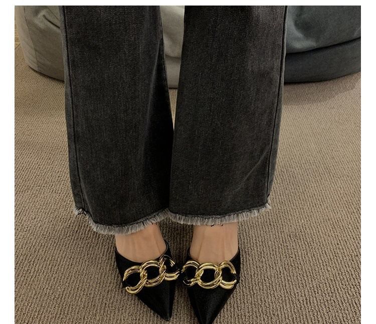 Stiletto Pointed Toe Chained D'Orsay Pumps