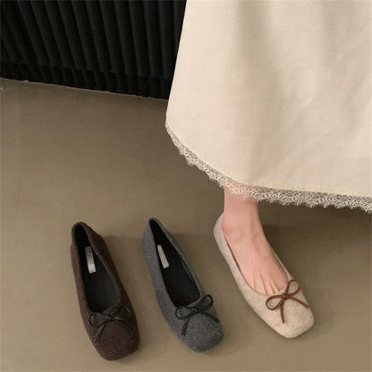Square Toe Bow Accent Flats