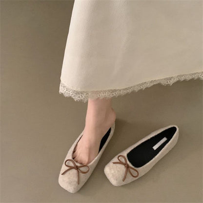 Square Toe Bow Accent Flats