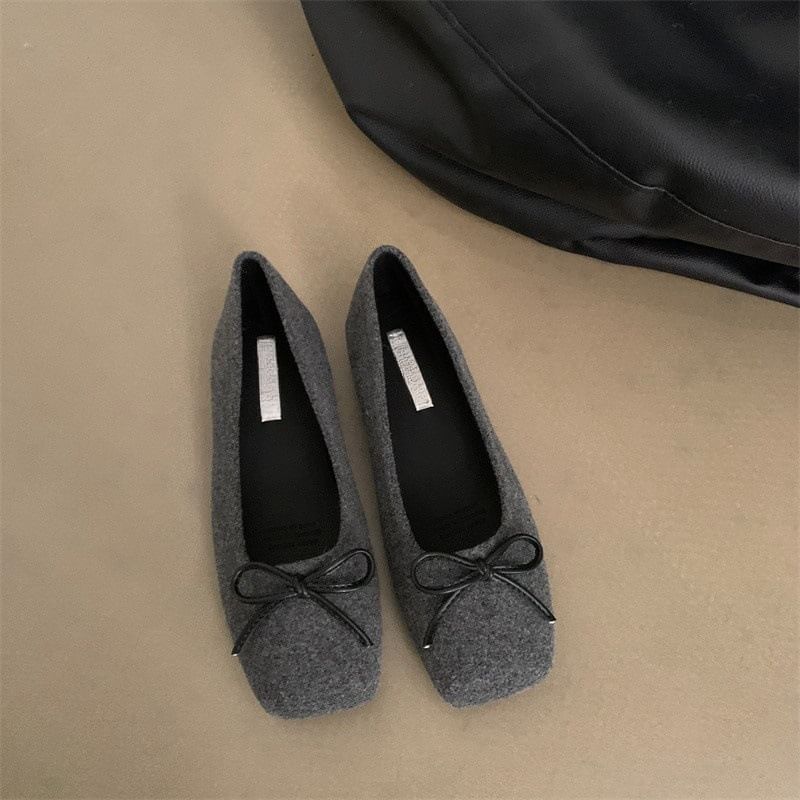 Square Toe Bow Accent Flats