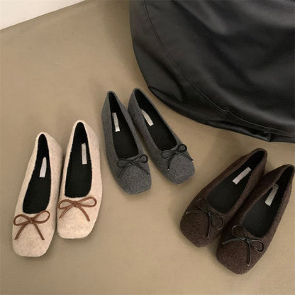 Square Toe Bow Accent Flats