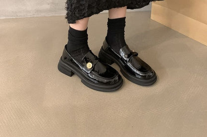 Platform Metal Accent Faux Leather Loafers