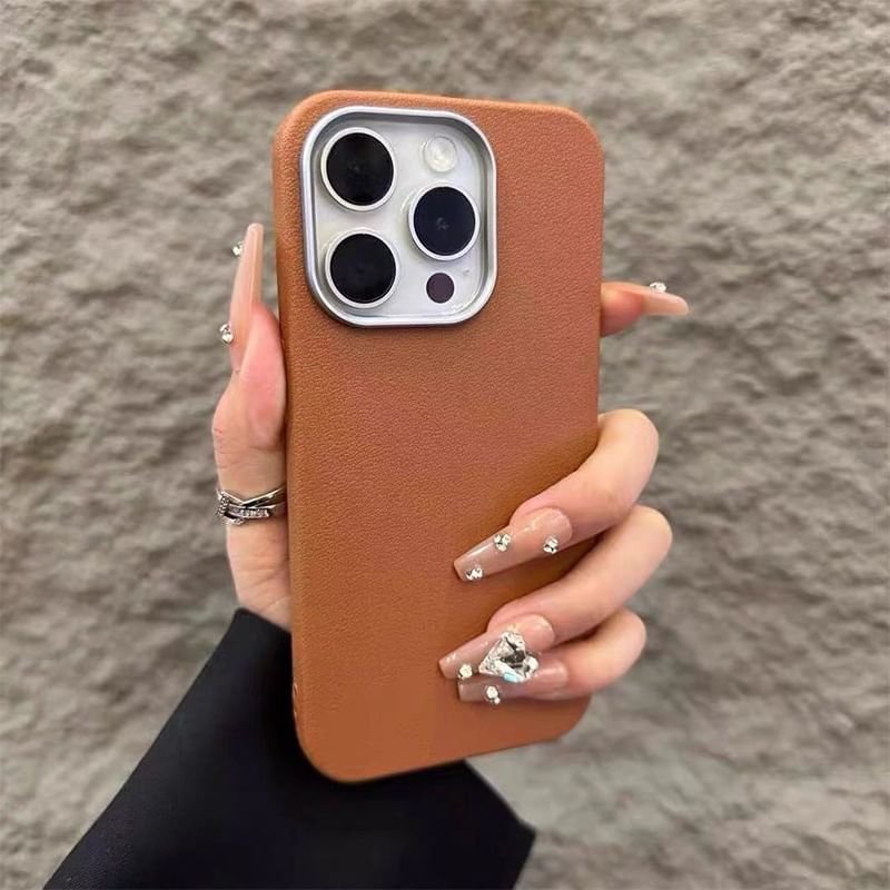 Plain Faux Leather Phone Case