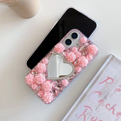 Phone Case Rhinestone Rose Mirrored
