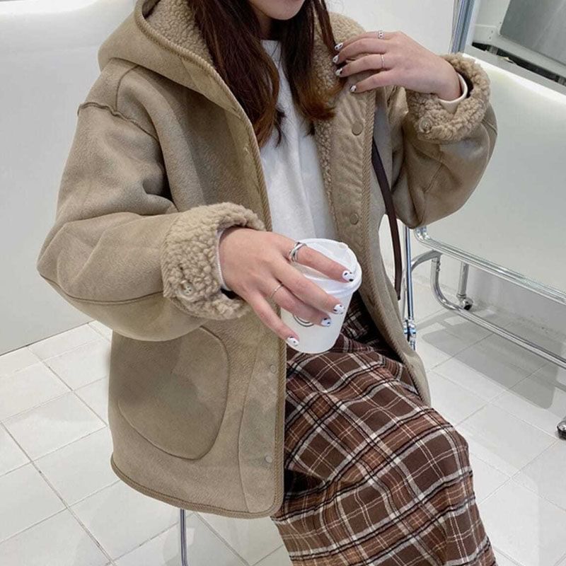 Long Sleeve Hooded Teddy Jacket