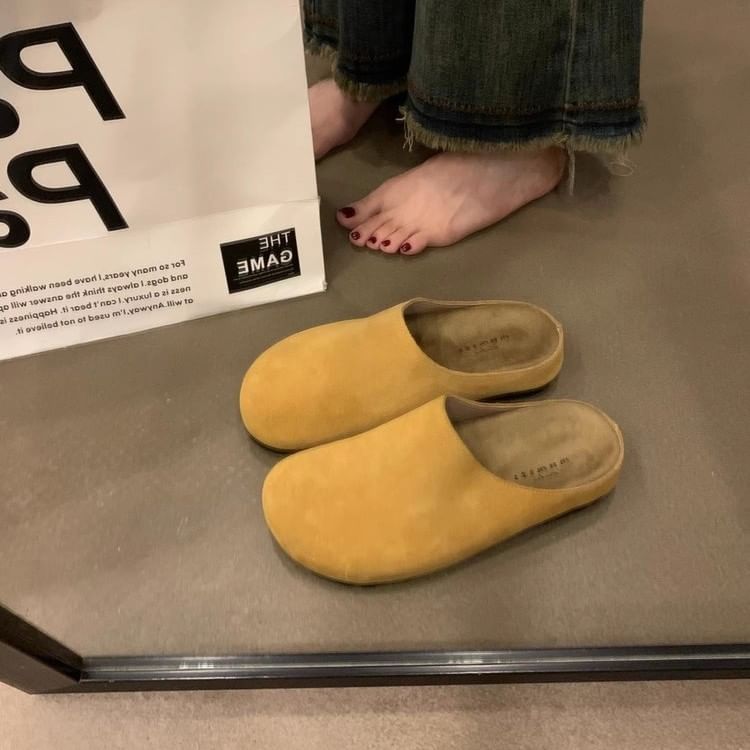 Plain Suede Faux Mules