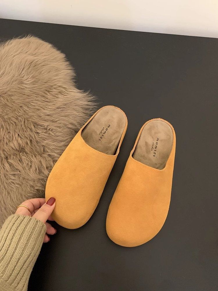 Plain Suede Faux Mules